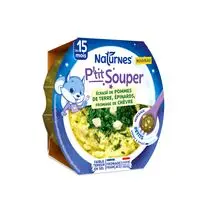 Naturnes, P'tit souper Écrasé de PDT, épinards et fromage de chèvreDès 15 mois