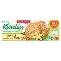 Karéléa Bio, Sablés vanille graines de Chia bio réduits en sucres