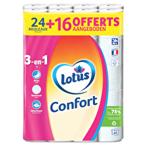 Lotus, Papier toilette Confort blanc - 24 + 16 offerts