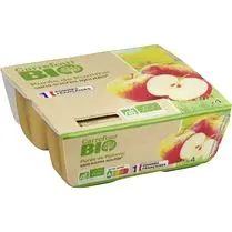 Carrefour, Purée de pomme sans sucres ajoutés x4 Bio