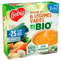 Liebig, Mouliné de 6 légumes variés bio -25% de sel