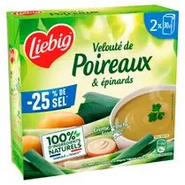 Liebig, Velouté de poireaux et épinards -25% de sel