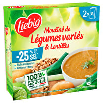 Liebig, Mouliné de légumes variés et lentilles -25% de sel