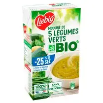 Liebig, Mouliné de 5 légumes verts bio -25 % de sel