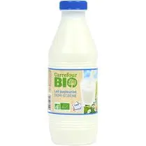 Carrefour, Lait Frais pasteurisé 1/2 écrémé BIO bouteille 1L