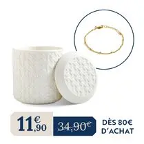 VENDOME, Bougie en céramique avec couvercle fleur de cerisier 200g et son bracelet