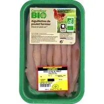 Carrefour, Aiguillettes de poulet fermier blanc BIO