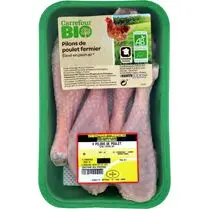 Carrefour, Pilon de poulet fermier blanc BIO