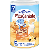 Naturnes, Ptite Céréale avec des céréales complètes vanille saveur biscuit de 12 à 36 mois