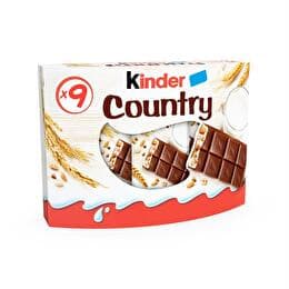 KINDER Country - Barre céréalière enrobée de chocolat  x9