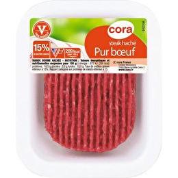 CORA Steak haché Pur boeuf, 15% MG - x1 soit 125 g