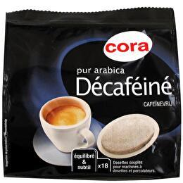 CORA Dosettes café décafeiné pur arabica x18