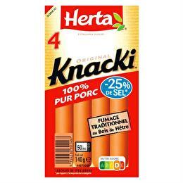 HERTA Knacki saucisses 100% pur porc sel réduit x4