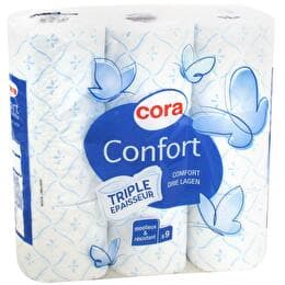 CORA Papier toilette confort blanc triple épaisseur