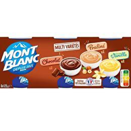 MONT BLANC Crème dessert multi variétés chocolat/vanille/praliné