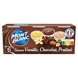 MONT BLANC Crème dessert multi variétés chocolat/vanille/praliné