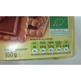 NATURE BIO Petit beurre tablette de chocolat au lait