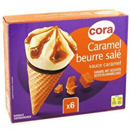 CORA Cône glacé caramel au beurre salé x6