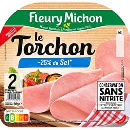 FLEURY MICHON Jambon le torchon -25% de sel sans couenne 2 tranches