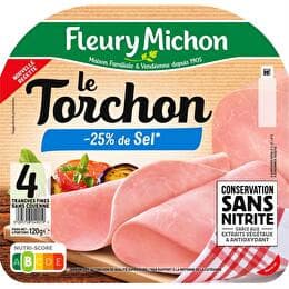 FLEURY MICHON Jambon le torchon -25% de sel  sans couenne 4 tranches