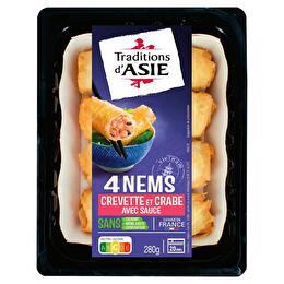 TRADITIONS D'ASIE 4 Nems Crevettes et au crabe + sauce nuoc nam