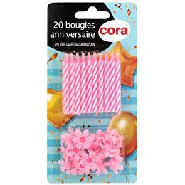 CORA Bougies + bobèches  rose