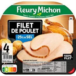 FLEURY MICHON Filet de poulet rôti  -25 % de sel 4 tranches épaisses