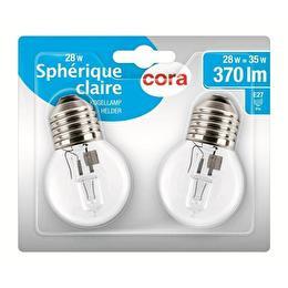 CORA Ampoules halogénes sphériques E27-28W