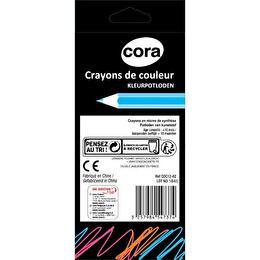 CORA boite carton de 12 crayons couleur plastique