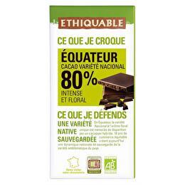 ETHIQUABLE Chocolat noir 80 % équateur BIO