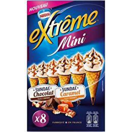 EXTRÊME NESTLÉ Mini cône glacé sundae caramel/ sundae chocolat x8
