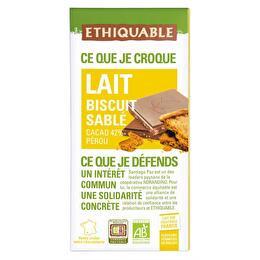 ETHIQUABLE Chocolat au lait 42% biscuit sablé Pérou BIO
