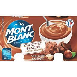 MONT BLANC Crème dessert chocolat praliné façon rocher 4x125g