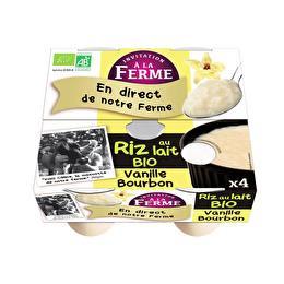 INVITATION À LA FERME Riz au lait bio à la vanille Bourbon