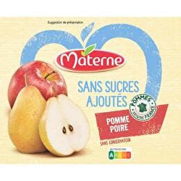 MATERNE Coupelles sans sucres ajoutés pomme poire