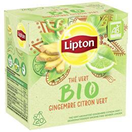 LIPTON Thé Vert Gingembre Citron Vert  BIO 20 sachets