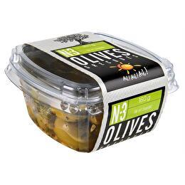 AIL AIL AIL Olives vertes  Dénoyautées marinées ail et basilic - 160 g