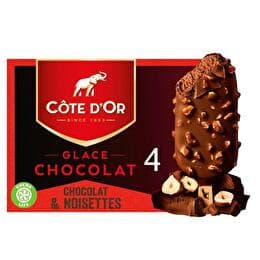 CÔTE D'OR Bâtonnets chocolat noisettes glace chocolat x4