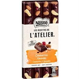 LES RECETTES DE L'ATELIER NESTLÉ Tablette de chocolat noir cranberries amandes