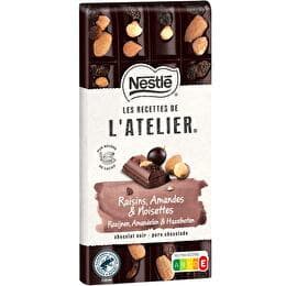 LES RECETTES DE L'ATELIER NESTLÉ Tablette de chocolat noir raisins amandes et noisettes