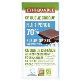 ETHIQUABLE Chocolat noir Pérou BIO 70 % et Fleur de sel de Noirmoutier