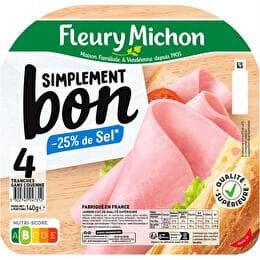 FLEURY MICHON Jambon Simplement Bon sans couenne -25 % sel x4
