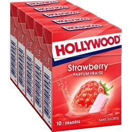 HOLLYWOOD Chewing-gum  fraise sans sucres - 5 x 10 dragées