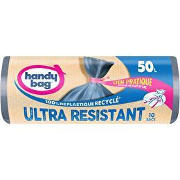 HANDY BAG Sacs poubelle à lien pratique Ultra Résistant 50L 80% ressources recyclées