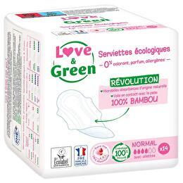 LOVE & GREEN Serviettes hypoallergéniques normal