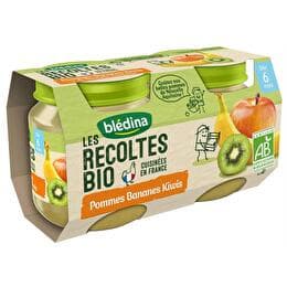 BLÉDINA Les récoltes bio pommes bananes Kiwi dès 6 mois x2