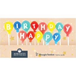 DEVINEAU Bougies ballons colorés sur pic Happy Birthday