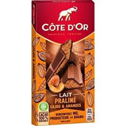 CÔTE D'OR Chocolat lait praliné cajou & amandes