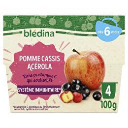 BLÉDINA Coupelle fruits pomme cassis acerola dès 6 mois x 4