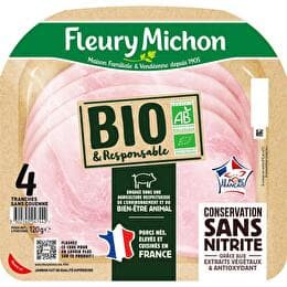 FLEURY MICHON Jambon Bio Français conservation sans nitrite 4 tranches